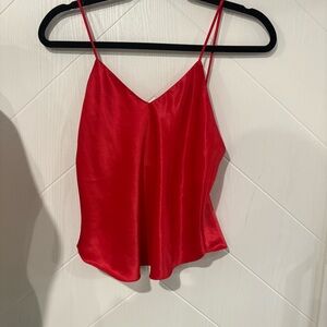 Vintage Satin Red Crop v Neck/ Flowy/ Holiday/‎ NYE / Party/ Club/ Chic/Siren